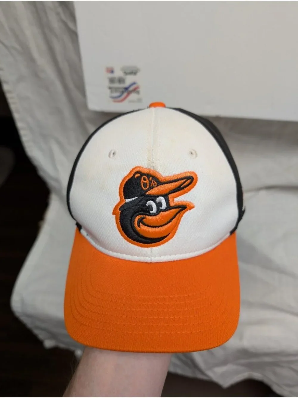 OC Sports Baltimore Orioles Youth Hat MLB 350 Cap White Black Orange Hook Loop